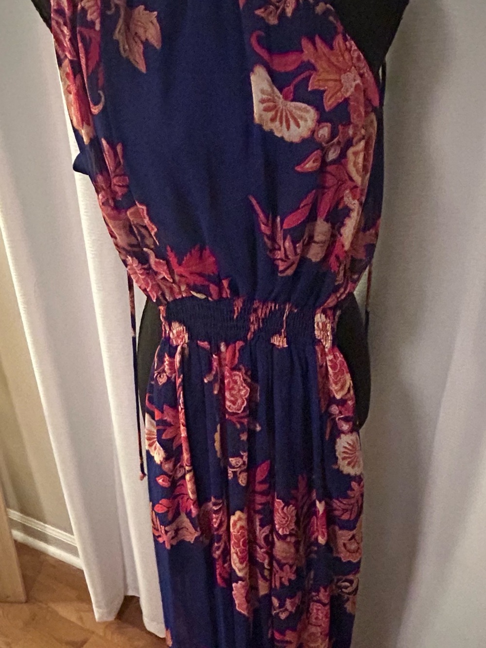 Sweet Storm Navy Maxi Dress with Pink & Coral Floral Print